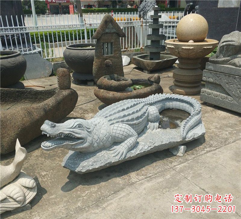 合肥动物雕塑大理石鳄鱼