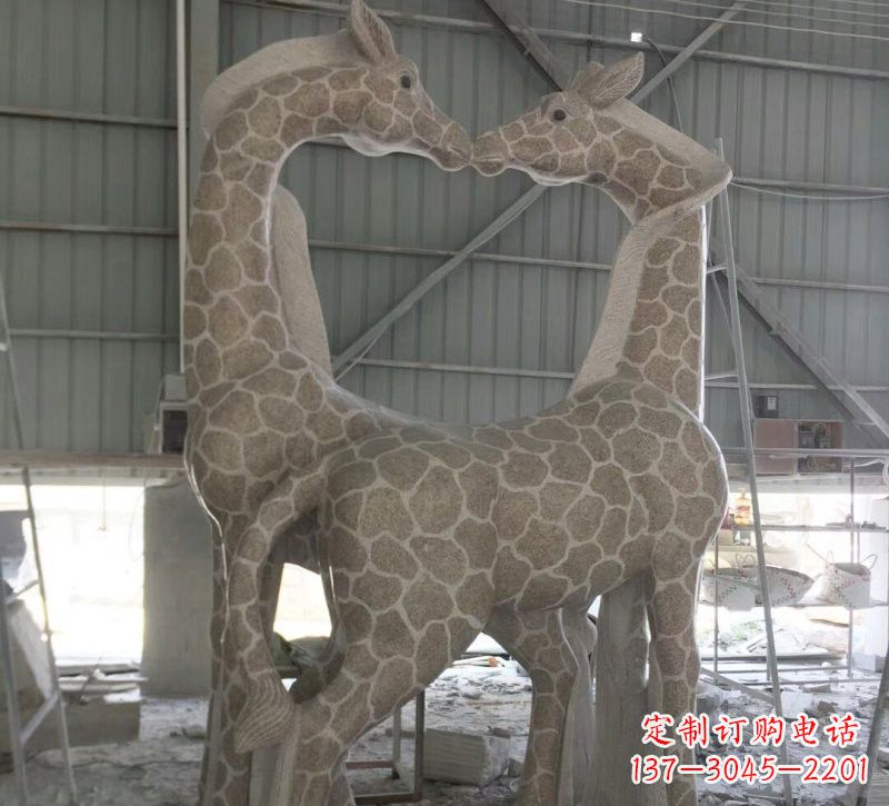 合肥大理石艺术精美长颈鹿雕塑