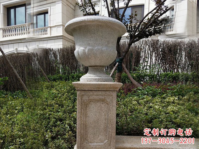 合肥大理石花钵小区花盆石雕艺术品