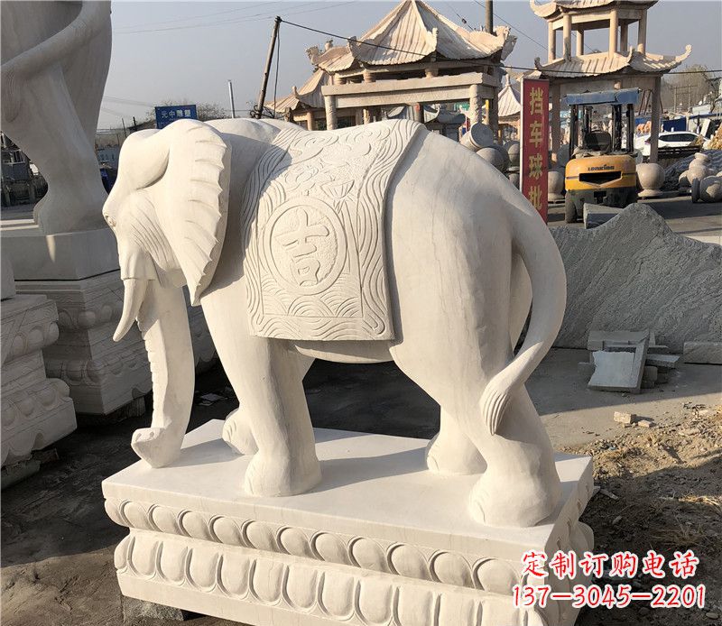合肥大理石卷鼻如意大象雕塑