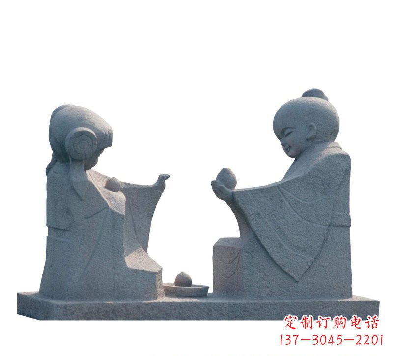 合肥传统风情——大理石孔融让梨雕塑