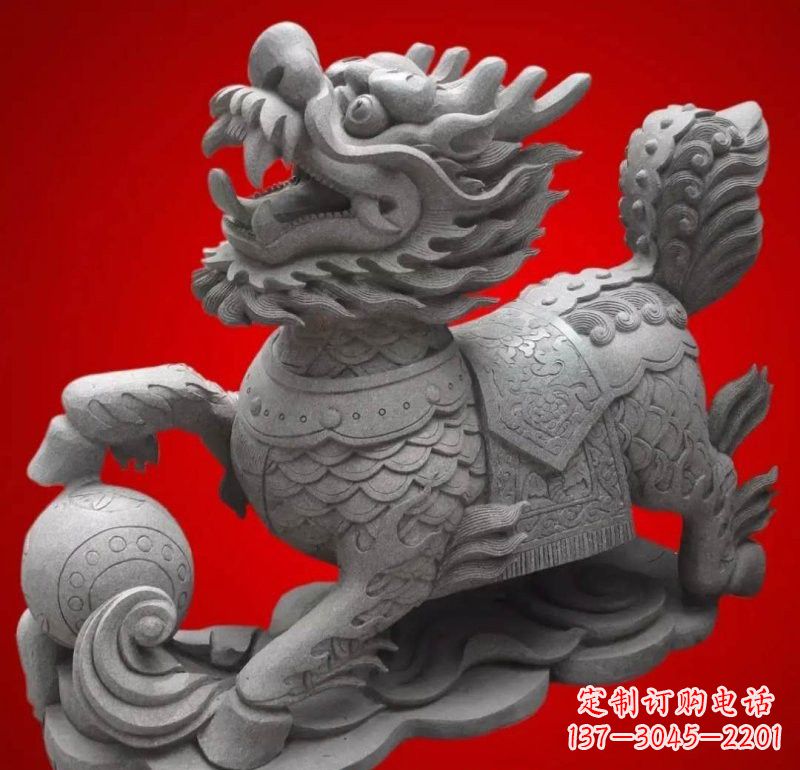 合肥大理石企业小区门口麒麟雕塑