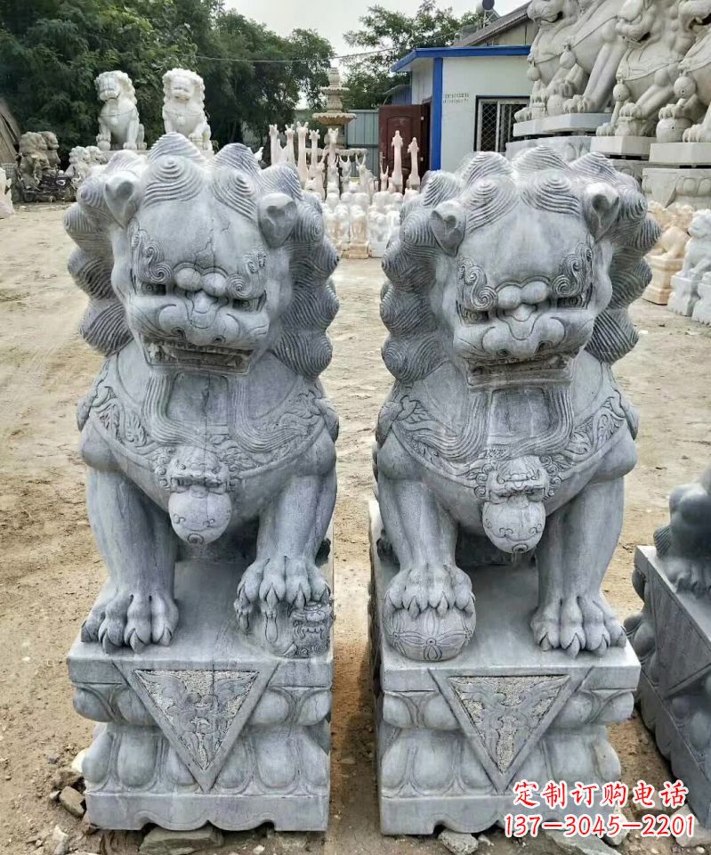 合肥传统工艺精雕大理石狮子石雕塑
