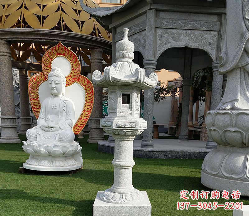 合肥独特的大理石石灯笼寺庙石雕