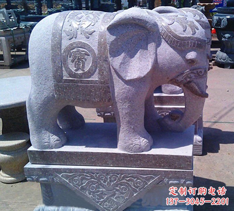 合肥大理石石雕招财进宝大象,传递招财进宝的吉祥祝福