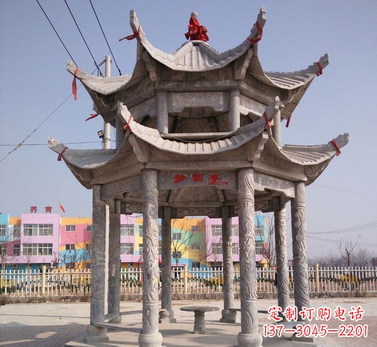 合肥大理石双层八角凉亭雕塑