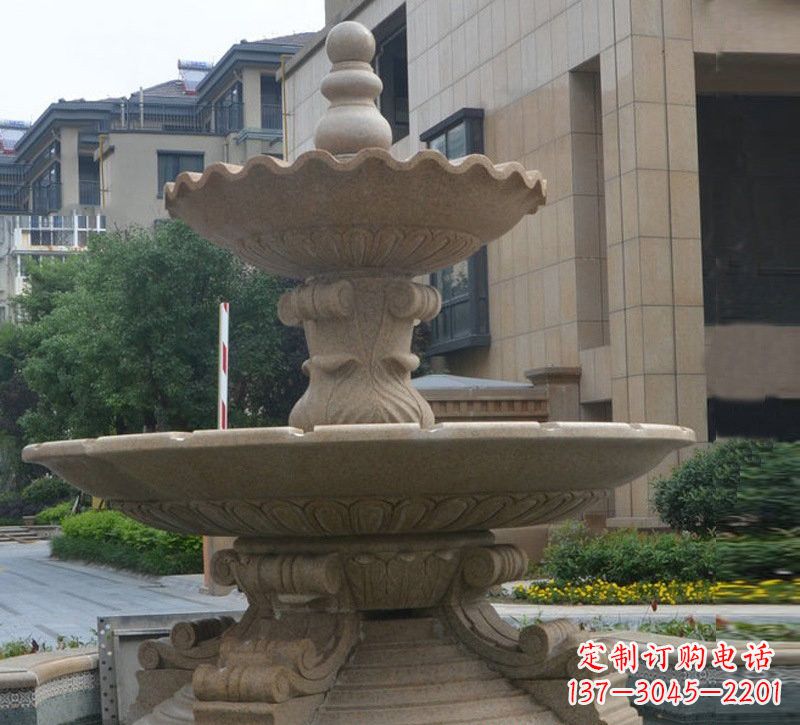 合肥简约双层大理石喷泉雕塑