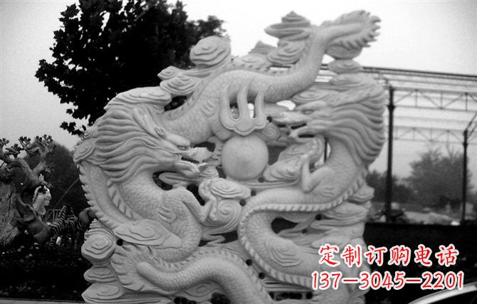 合肥精美大理石双龙雕塑