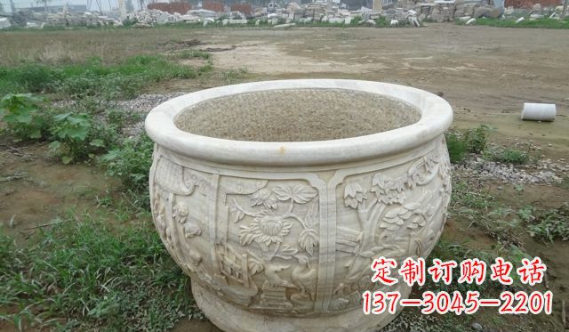 合肥大理石鸳鸯花盆雕塑