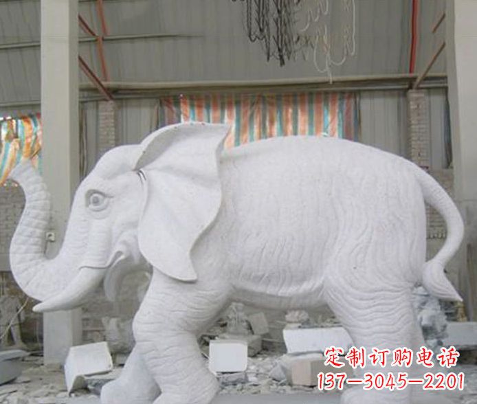 合肥象征财富的大理石招财大象雕塑