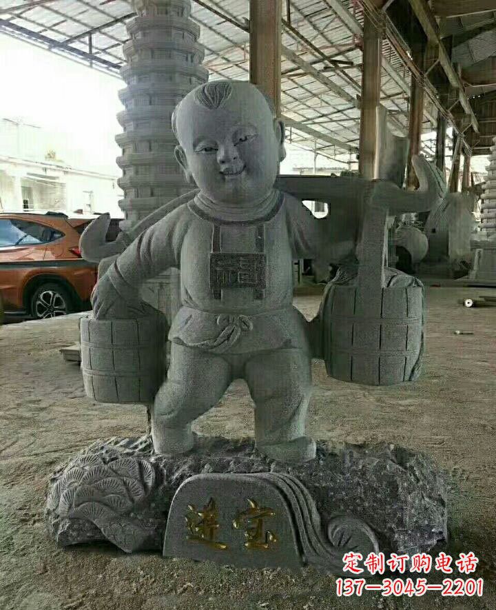 合肥装点童年的大理石招财进宝儿童雕塑