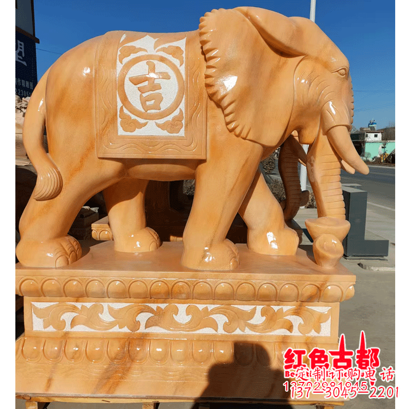 合肥大象头影背墙石雕