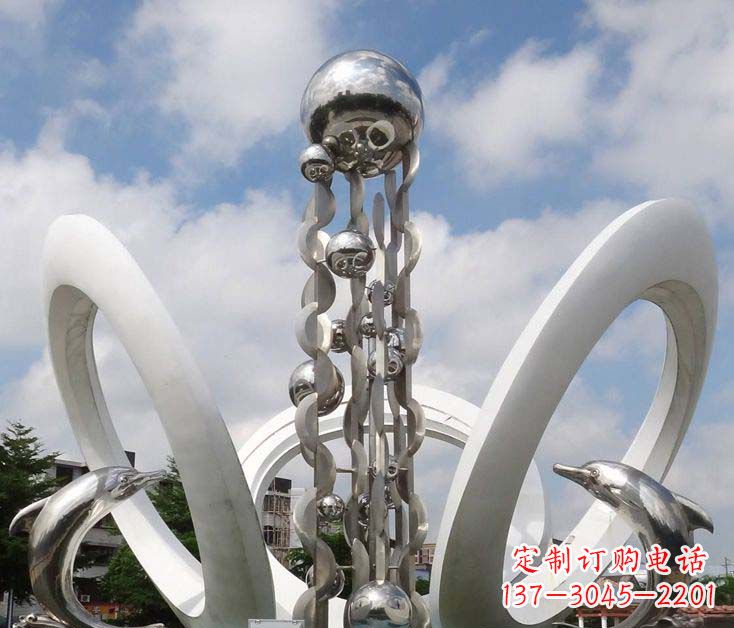 合肥大型不锈钢海豚跳跃雕塑