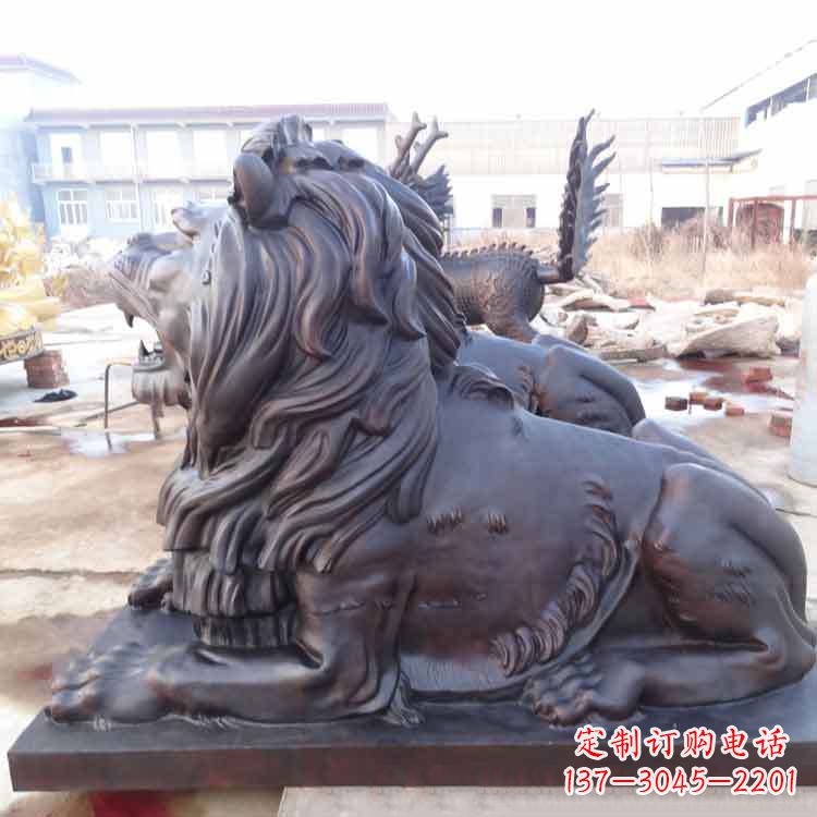 合肥大型纯铜港币狮子动物雕塑