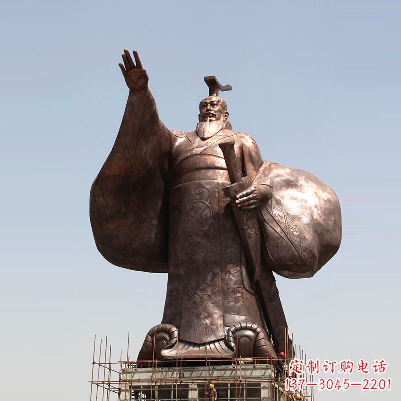 合肥传承历史风采,精美秦始皇铜雕塑