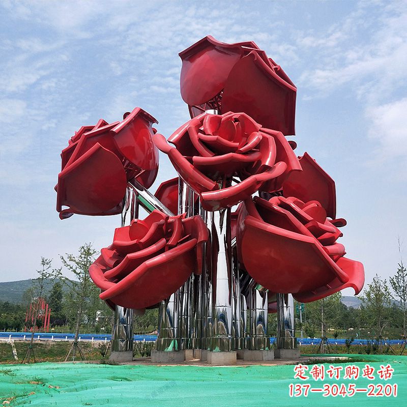 合肥精美不锈钢玫瑰花景观雕塑