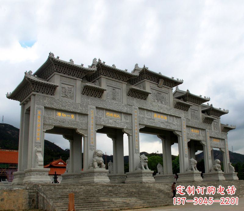 合肥具有传统文化特色的大型五门石雕牌楼雕塑