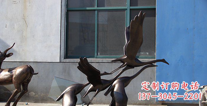 合肥大雁飞翔铸铜动物铜雕