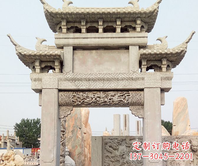 合肥单门大理石牌坊石雕