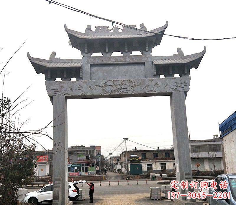 合肥单门大理石牌坊石雕_1