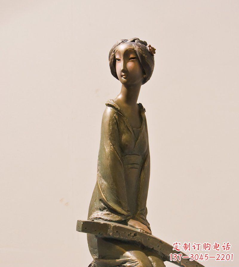 合肥古筝女人铜雕古代人物雕塑