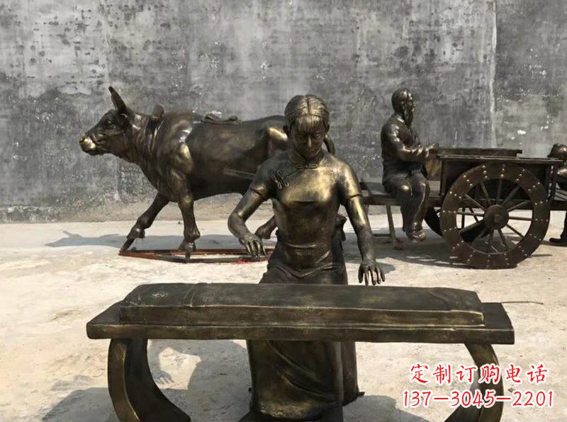 合肥铜制古筝人物校园景观雕塑