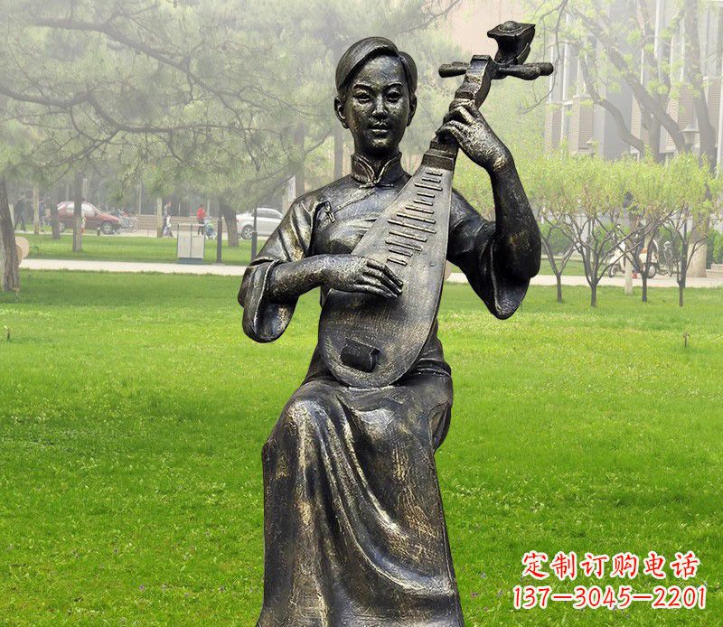 合肥高质量青铜人物弹琵琶雕塑