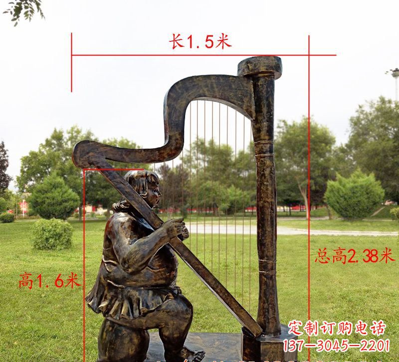 合肥手工铜制竖琴雕塑