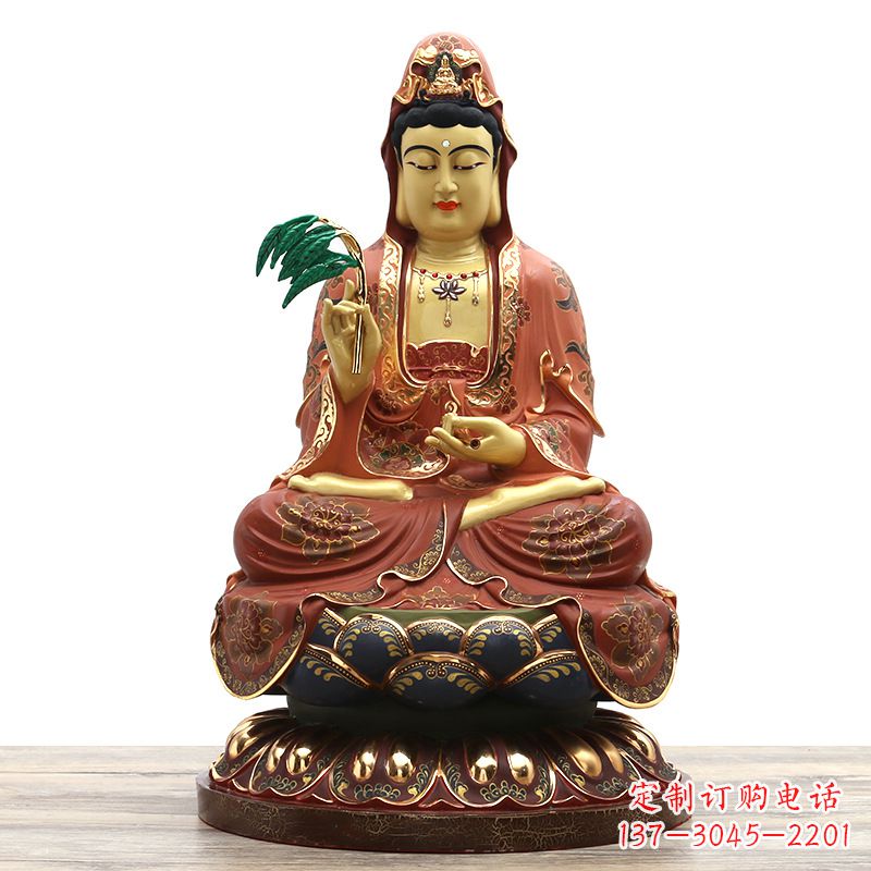 合肥精美观音彩绘铜雕雕塑摆件