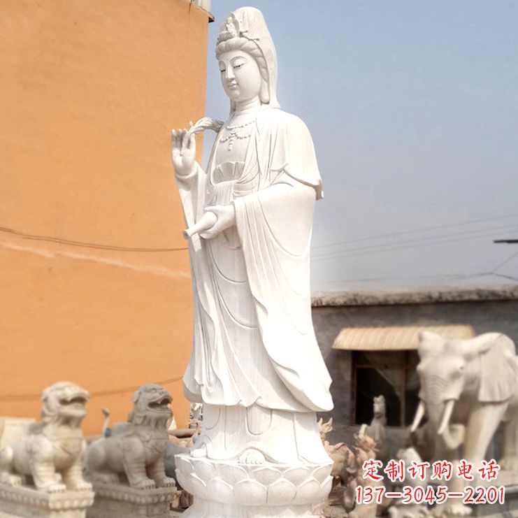 合肥滴水观音汉白玉石雕佛像