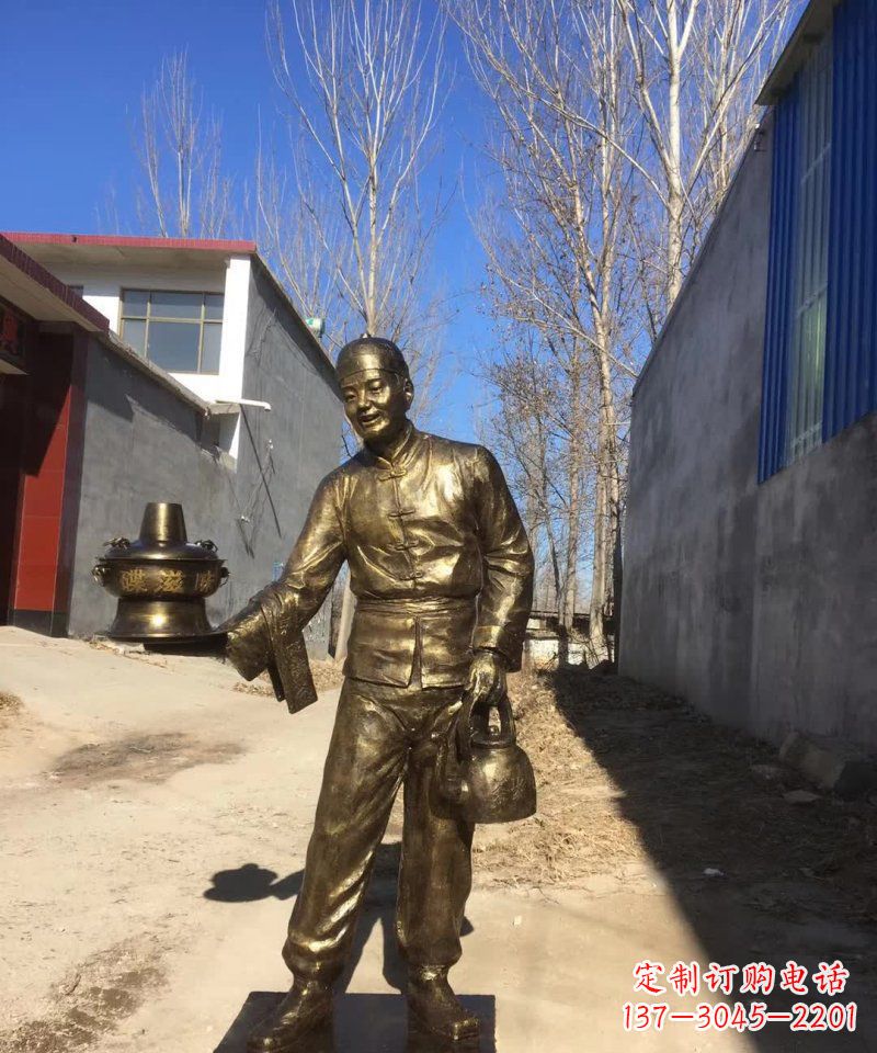 合肥店小二铜雕火锅人物定制