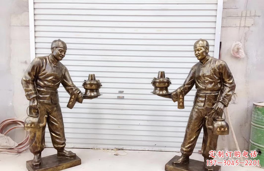 合肥端茶店小二铜雕塑