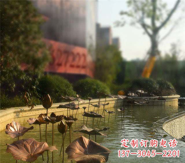 合肥荷叶风情传承——锻铜荷花荷叶小区景观雕塑
