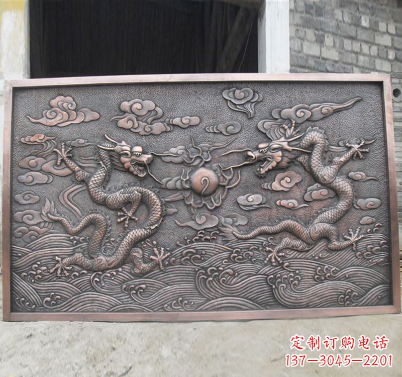 合肥锻铜双龙戏珠浮雕雕塑