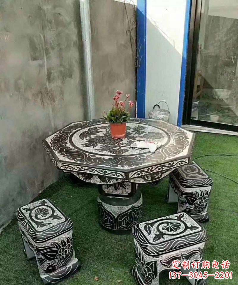合肥多边形石头桌凳雕塑