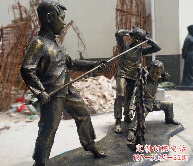 合肥儿童放鞭炮庭院景观铜雕塑