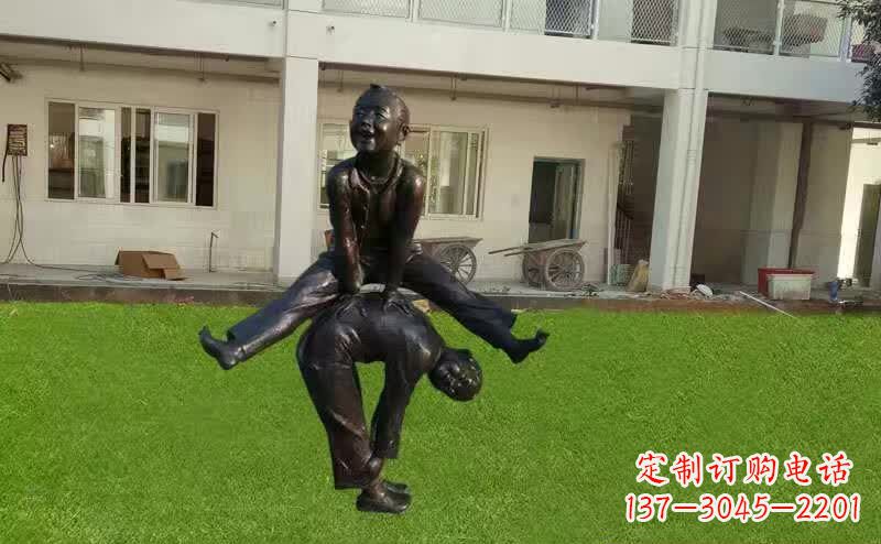合肥卡通青少年跳马铜雕塑