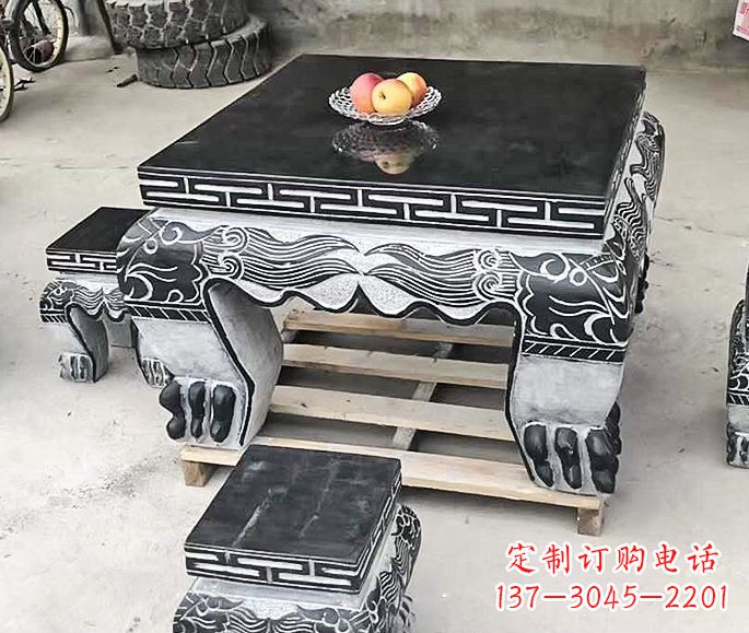 合肥中领雕塑方形仿古石桌凳