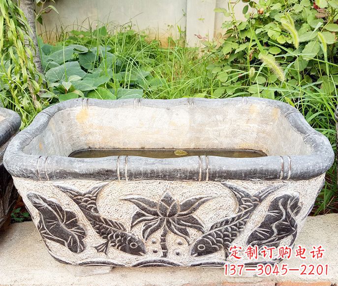合肥精美方形荷花鲤鱼石雕塑