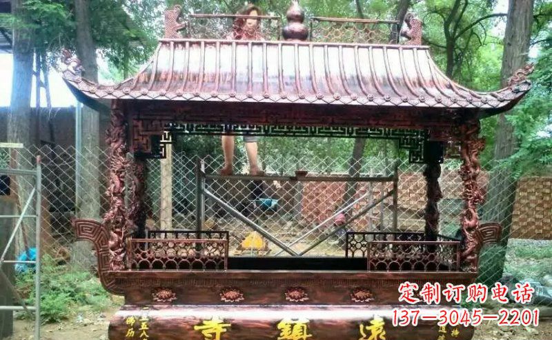 合肥方形寺庙香炉铜雕塑