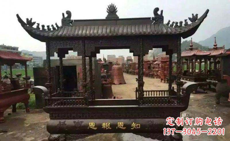 合肥精美方形寺庙铜香炉雕塑