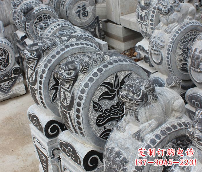 合肥传统风格抱鼓石招财门墩雕塑