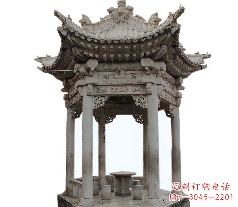 合肥精美仿古六角凉亭石雕