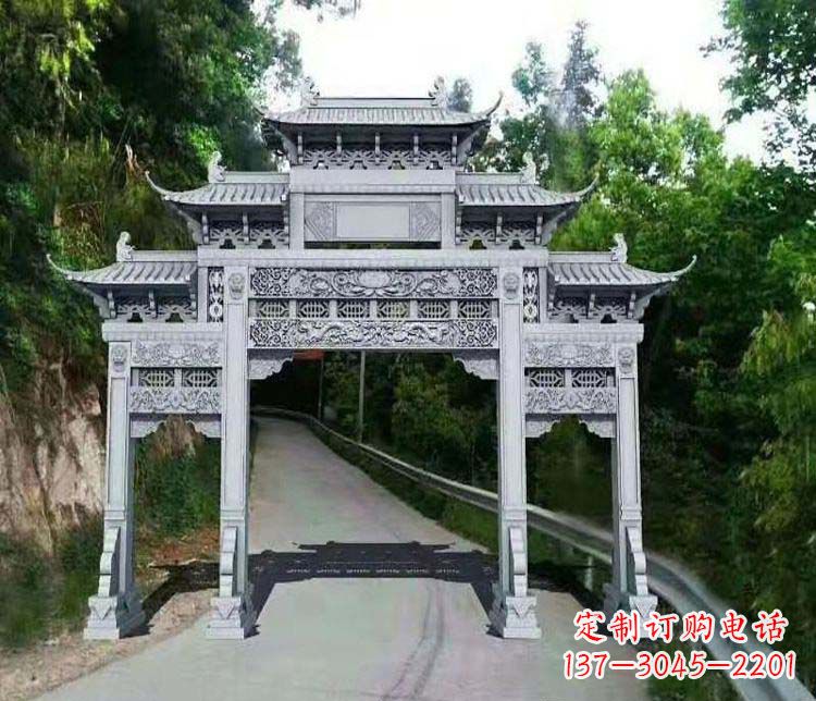 合肥仿古三门牌坊石雕