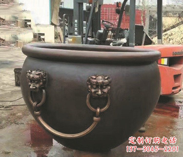 合肥非凡形态的铜雕狮子头水缸