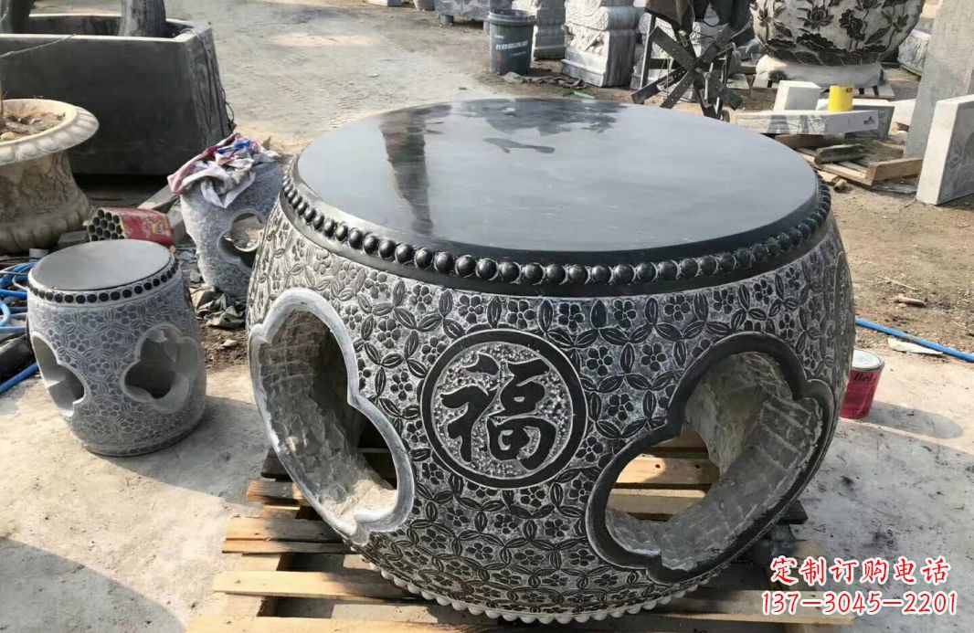 合肥中领雕塑 | 精美仿古石桌凳雕塑