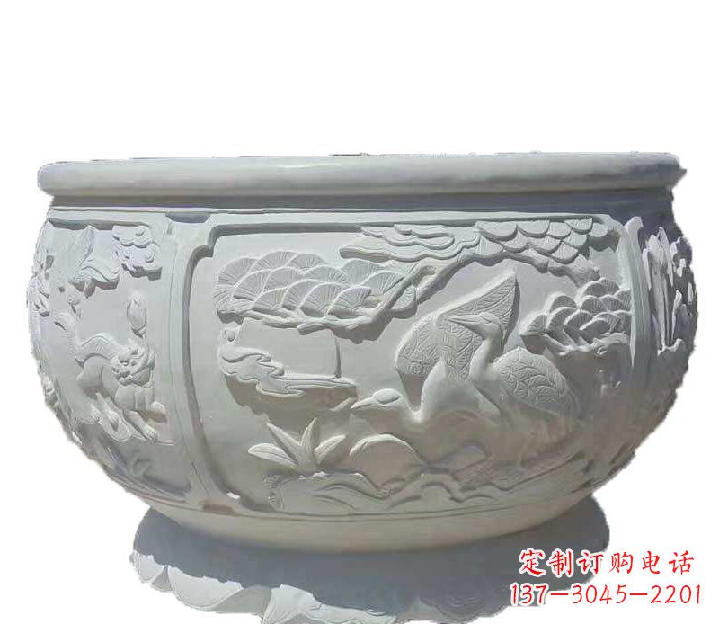 合肥精美仿古鱼缸石雕花盆雕塑