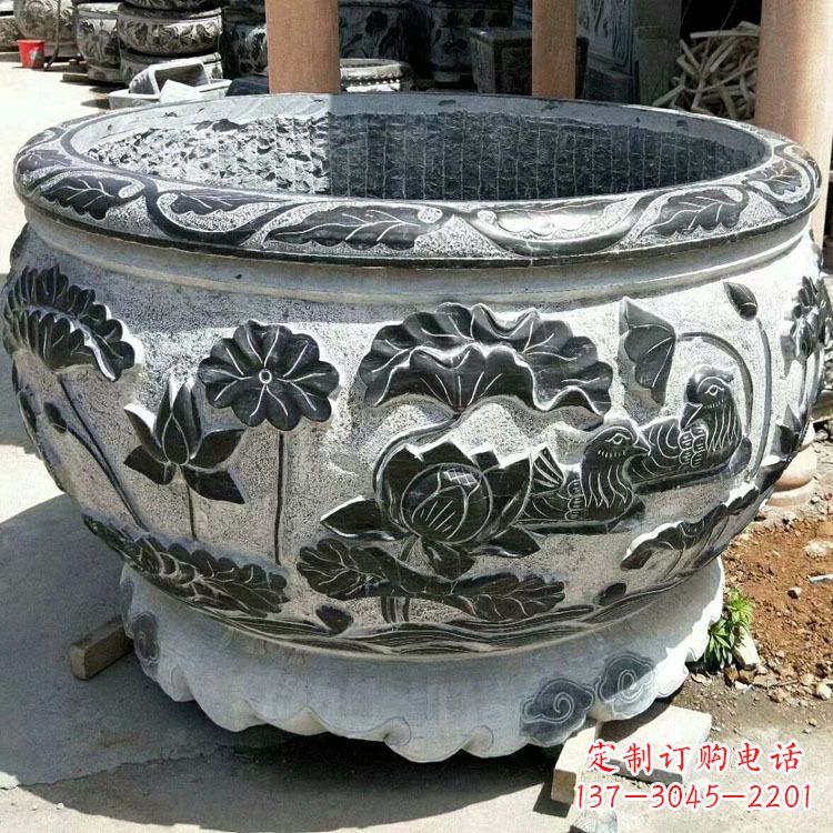 合肥极致精细仿古圆形鱼缸石雕