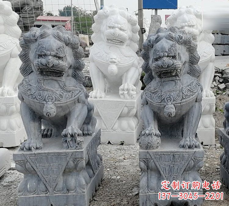 合肥仿古做旧青石雕刻的狮子