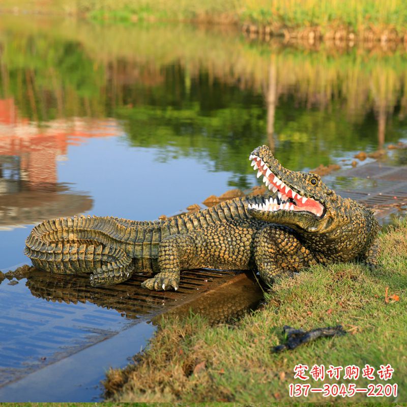 合肥金钱鳄鱼雕塑改善湿地公园水景的绝佳装饰
